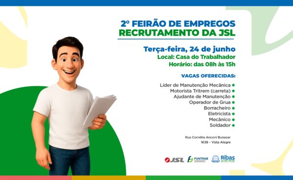 2º Feirão de Empregos em Ribas do Rio Pardo oferece novas oportunidades nesta terça-feira (24)