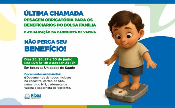 Prefeitura convoca beneficiários do Bolsa Família para pesagem obrigatória e atualização de caderneta de vacina