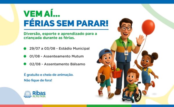 “Férias Sem Parar” leva diversão, esporte e aprendizado às crianças de Ribas do Rio Pardo